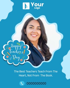 Image of a smiling teacher with a Happy Teachers Day greeting.