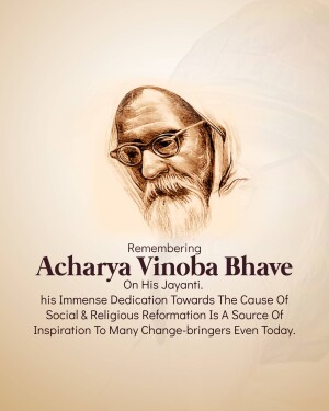 Portrait of Acharya Vinoba Bhave with text commemorating his birth anniversary