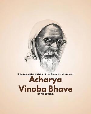 Portrait of Vinoba Bhave with text commemorating his birth anniversary