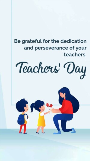 Illustration of a teacher receiving flowers from students