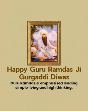 Portrait of Guru Ramdas with Gurpurb greeting