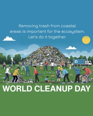 People cleaning up trash on a beach for World Cleanup Day