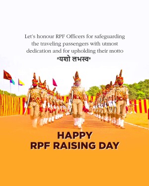Indian Railway Protection Force officers in formation during Raising Day celebration
