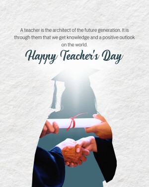 Image depicting a teacher handing a diploma to a graduate, celebrating Teacher's Day.