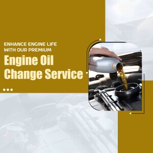 Image of engine oil being poured into an engine, promoting an oil change service.