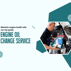 Mechanic performing an engine oil change service