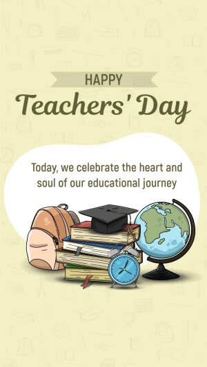 Happy Teachers' Day graphic with school supplies