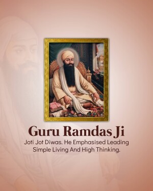 Portrait of Guru Ramdas Ji with text 'Joti Jot Diwas'