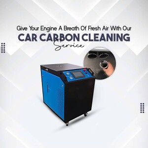 Image of a car carbon cleaning machine with text promoting the service.