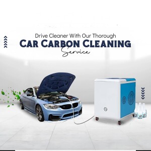 Image of a car undergoing carbon cleaning with specialized equipment.