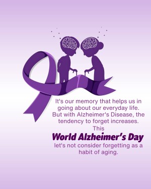 Purple ribbon and silhouettes of people representing Alzheimer's awareness