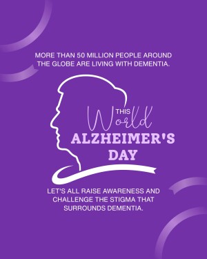 Image promoting World Alzheimer's Day with a silhouette of a head and text about dementia awareness.