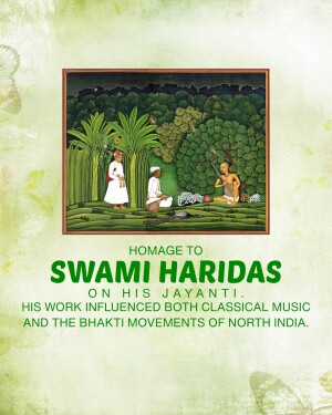 Poster commemorating Swami Haridas and his influence on classical music