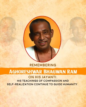 Portrait of Aghoreshwar Bhagwan Ram with text commemorating his Jayanti