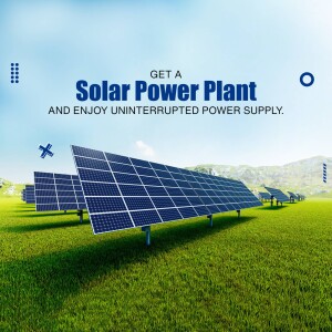 Solar panels in a green field with blue sky