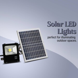Solar powered LED flood light with solar panel