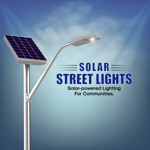 Solar powered street light with solar panel