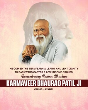 Portrait of Karmaveer Bhaurao Patil with text honoring his legacy