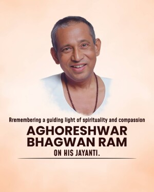 Portrait of Aghoreshwar Bhagwan Ram with text commemorating his Jayanti