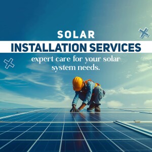 A solar panel installer working on a rooftop solar array.