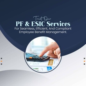 Image promoting PF and ESIC services for employee benefit management.