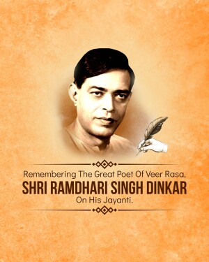 Portrait of Shri Ramdhari Singh Dinkar with a pen