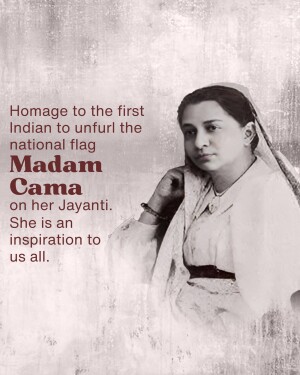 Black and white portrait of Madam Cama, an Indian nationalist and activist.