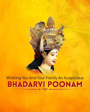 Image of Goddess Lakshmi with text wishing a happy Bhadari Poonam