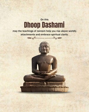Image of a Jain Tirthankara statue with text 'Dhoop Dashami'