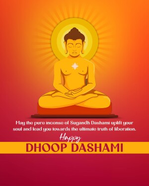 Image of Buddha in meditation with Dhoop Dashami text