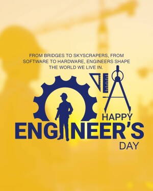 Illustration celebrating Engineer's Day with a silhouette of an engineer and engineering tools.