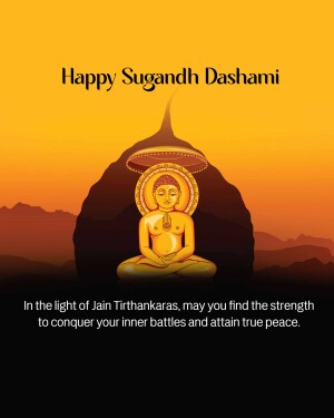 Sugandh Dashami greeting with a depiction of a Jain Tirthankara