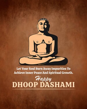 Illustration of Buddha in meditation with text 'Happy Dhoop Dashami'