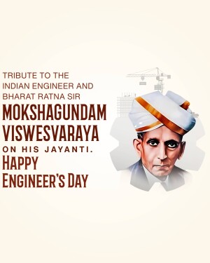 Portrait of Sir Mokshagundam Visvesvaraya with engineering symbols