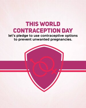 World Contraception Day graphic with gender symbols and a pledge to use contraception.