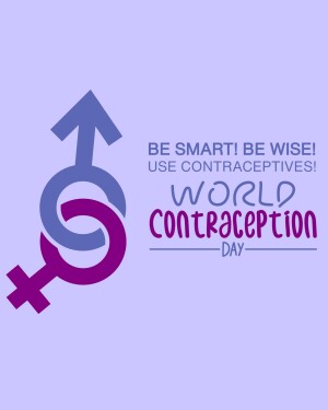 Image promoting World Contraception Day with gender symbols and a call to action.