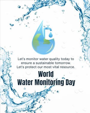 Image depicting a water droplet containing the Earth, with a faucet, promoting water quality monitoring.