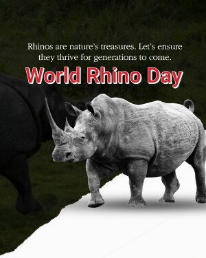 Image promoting World Rhino Day with two rhinos