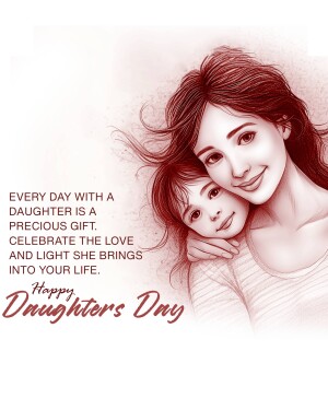 Illustration of a mother and daughter embracing with text celebrating Daughter's Day.