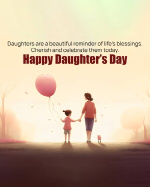 Illustration of a mother and daughter holding hands with a balloon, celebrating Daughter's Day.