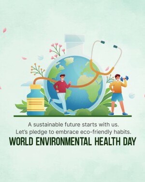 Illustration depicting a healthy planet with people engaging in health and eco-friendly activities.