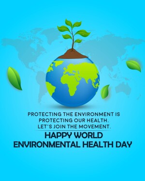 Illustration of a globe with a plant growing from it, representing environmental health and protection.
