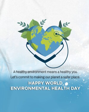 Globe shaped like a heart with stethoscope and leaves, promoting environmental health