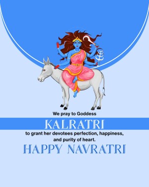 Illustration of Goddess Kalratri riding a donkey with Navratri greetings