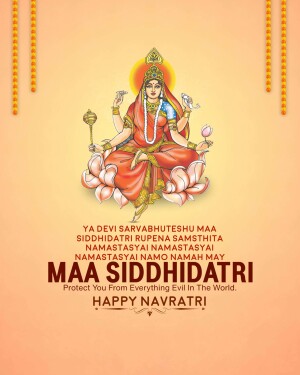 Image of Goddess Siddhidatri with Navratri greetings