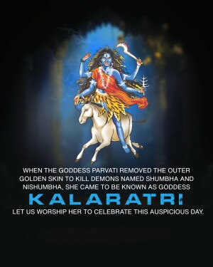 Image of Goddess Kalratri riding a buffalo