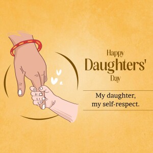 Illustration of a mother and daughter holding hands with the text 'Happy Daughters' Day'