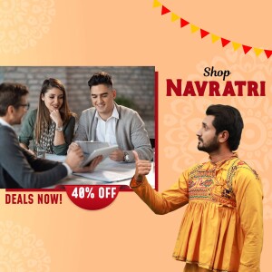 People discussing deals during Navratri festival