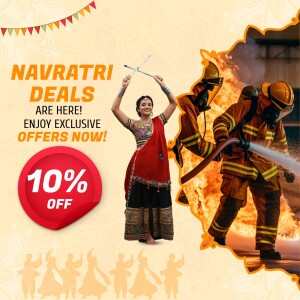 Navratri Deals with a contrasting image of firefighters battling a blaze.