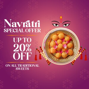 Navratri offer on traditional Indian sweets with a plate of Gulab Jamun
